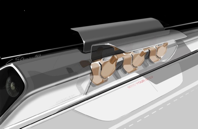 kapsuła z drzwiami otwartymi na stacji hyperloop