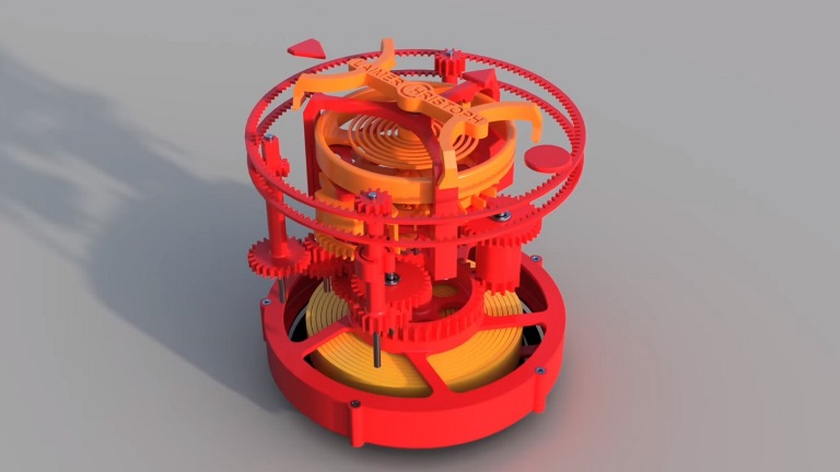 Wydrukowany 3D zegar z tourbillonem